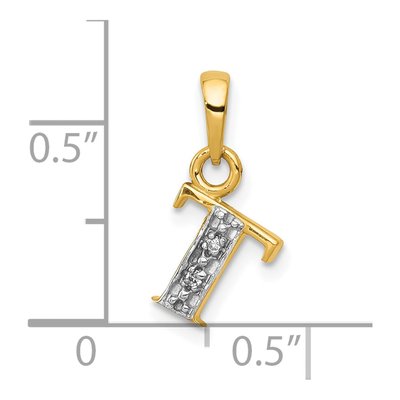 10K Yellow Gold Diamond Initial T Charm – view 4