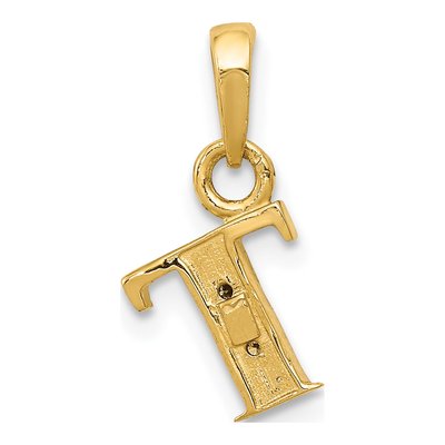10K Yellow Gold Diamond Initial T Charm – view 5