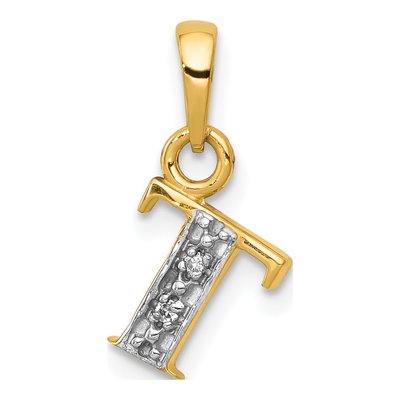 10K Yellow Gold Diamond Initial T Charm