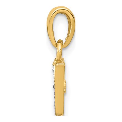 10K Yellow Gold Diamond Initial V Charm – view 3