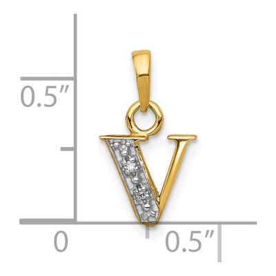 10K Yellow Gold Diamond Initial V Charm – view 4