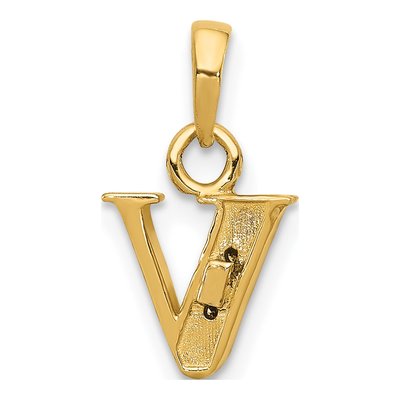 10K Yellow Gold Diamond Initial V Charm – view 5