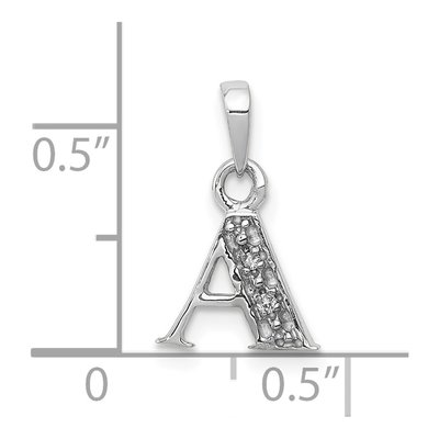 10K White Gold Diamond Initial A Pendant – view 2