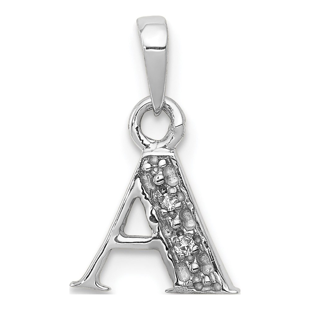 10K White Gold Diamond Initial A Pendant