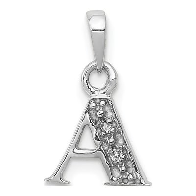 10K White Gold Diamond Initial A Pendant
