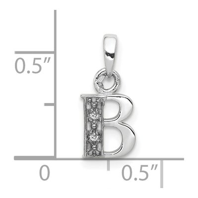 10K White Gold Diamond Initial B Pendant – view 3