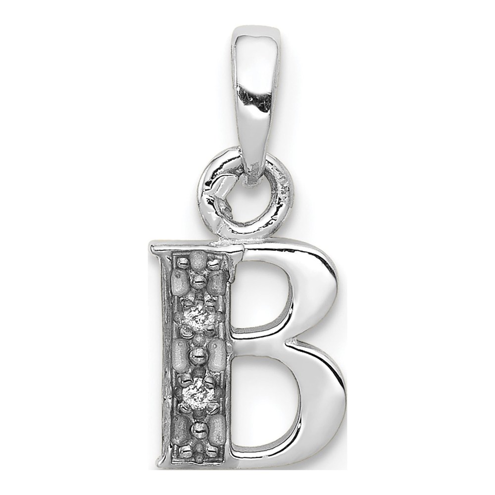 10K White Gold Diamond Initial B Pendant