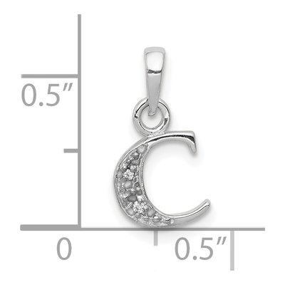 10K White Gold Diamond Initial C Pendant – view 3