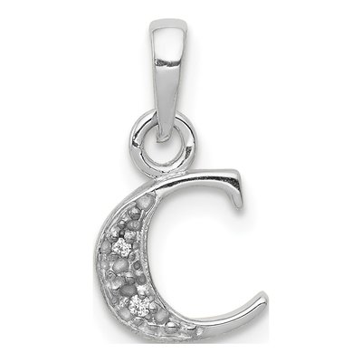 10K White Gold Diamond Initial C Pendant