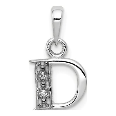 10K White Gold Diamond Initial D Pendant