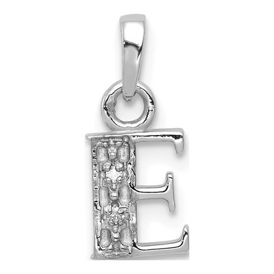 10K White Gold Diamond Initial E Pendant