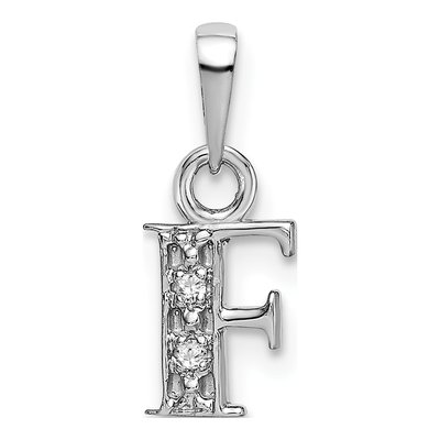 10K White Gold Diamond Initial F Pendant
