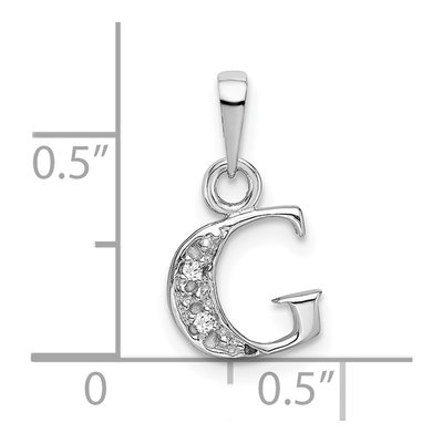 10K White Gold Diamond Initial G Pendant – view 3
