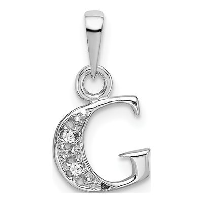 10K White Gold Diamond Initial G Pendant