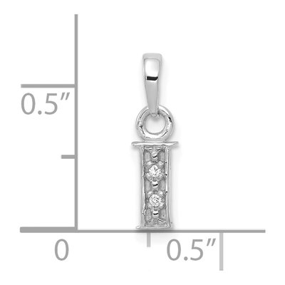 10K White Gold Diamond Initial I Pendant – view 3