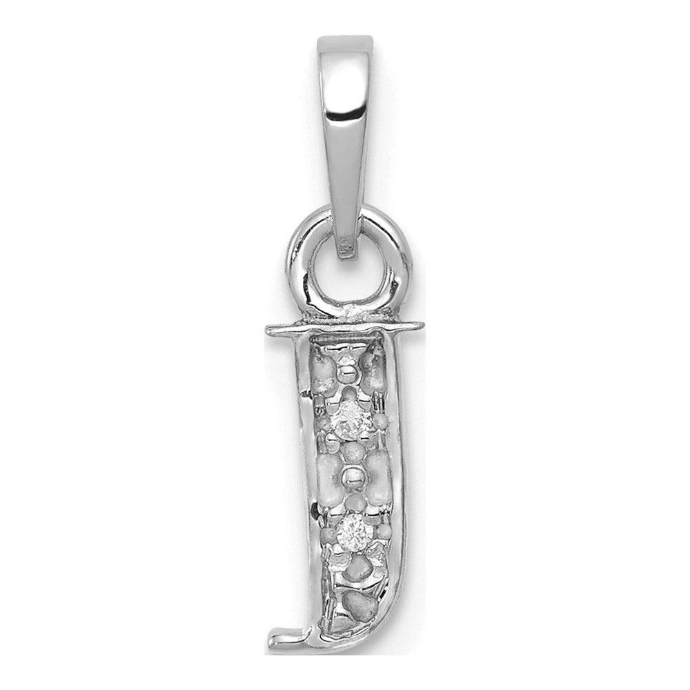 10K White Gold Diamond Initial J Pendant