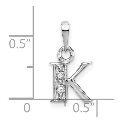 10K White Gold Diamond Initial K Pendant – view 3
