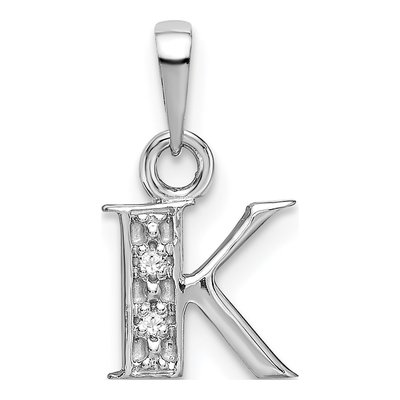 10K White Gold Diamond Initial K Pendant