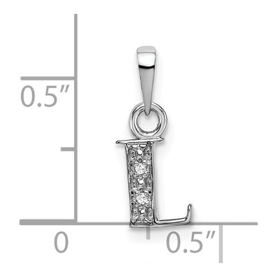 10K White Gold Diamond Initial L Pendant – view 3