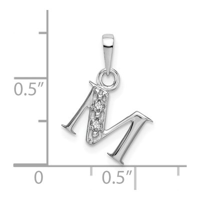 10K White Gold Diamond Initial M Charm – view 3