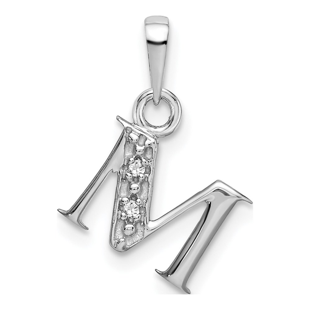 10K White Gold Diamond Initial M Charm