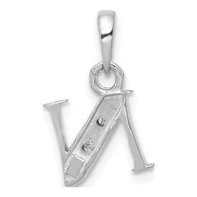 10K White Gold Diamond Initial N Pendant – view 3