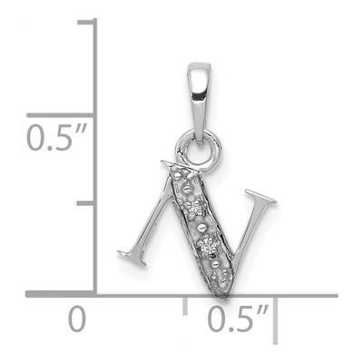 10K White Gold Diamond Initial N Pendant – view 4