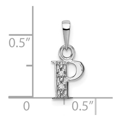 10K White Gold Diamond Initial P Pendant – view 3