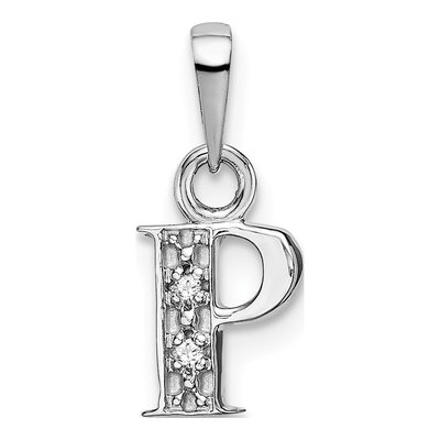 10K White Gold Diamond Initial P Pendant