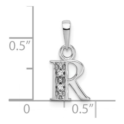 10K White Gold Diamond Initial R Charm – view 3