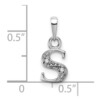 10K White Gold Diamond Initial S Pendant – view 3