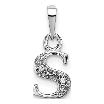 10K White Gold Diamond Initial S Pendant