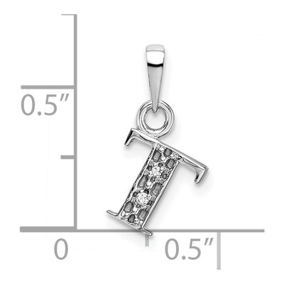 10K White Gold Diamond Initial T Pendant – view 3
