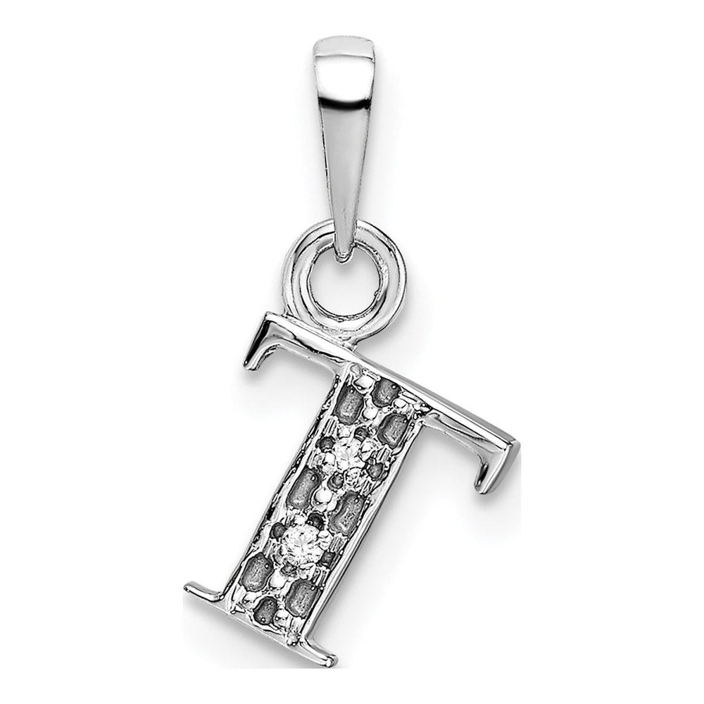 10K White Gold Diamond Initial T Pendant