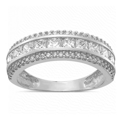10K White Gold CZ Wedding Band