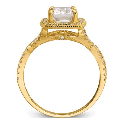 10K Yellow Gold Tiara Collection Polished Cz Ring – view 3