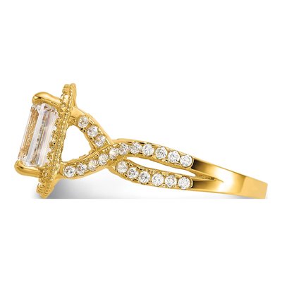 10K Yellow Gold Tiara Collection Polished Cz Ring – view 4