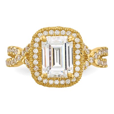 10K Yellow Gold Tiara Collection Polished Cz Ring – view 5