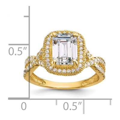 10K Yellow Gold Tiara Collection Polished Cz Ring – view 6