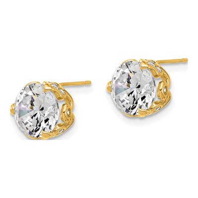 10K Yellow Gold 8mm Round CZ Stud Earrings – view 3