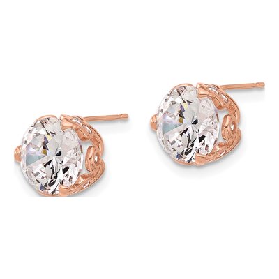 10K Rose Gold 8mm Round CZ Stud Earrings – view 3