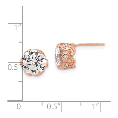 10K Rose Gold 8mm Round CZ Stud Earrings – view 5