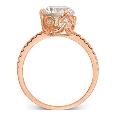 10K Rose Gold CZ Tiara Engagement Ring – view 3