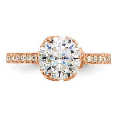 10K Rose Gold CZ Tiara Engagement Ring – view 5