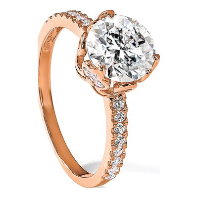 10K Rose Gold CZ Tiara Engagement Ring – view 8