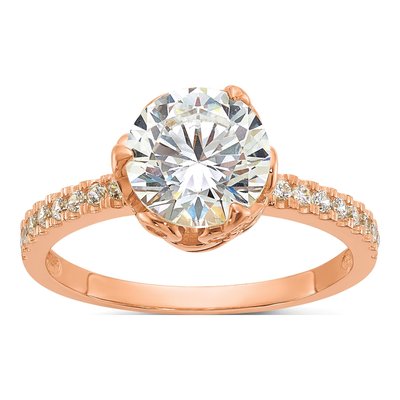 10K Rose Gold CZ Tiara Engagement Ring