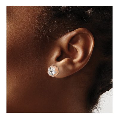 10K Rose Gold 8mm Round CZ Stud Earrings – view 4