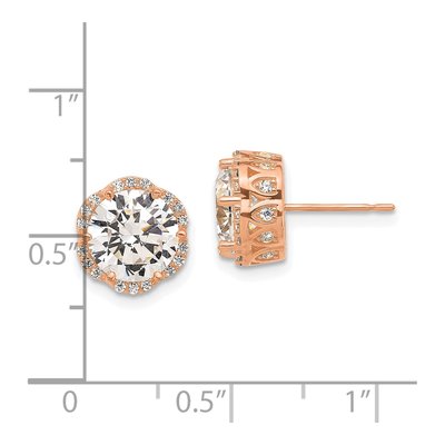 10K Rose Gold 8mm Round CZ Stud Earrings – view 5