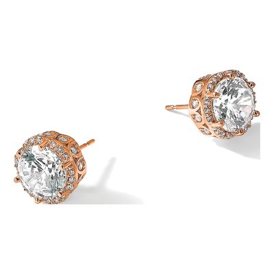10K Rose Gold 8mm Round CZ Stud Earrings – view 6