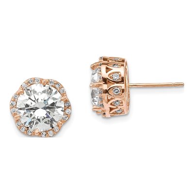 10K Rose Gold 8mm Round CZ Stud Earrings